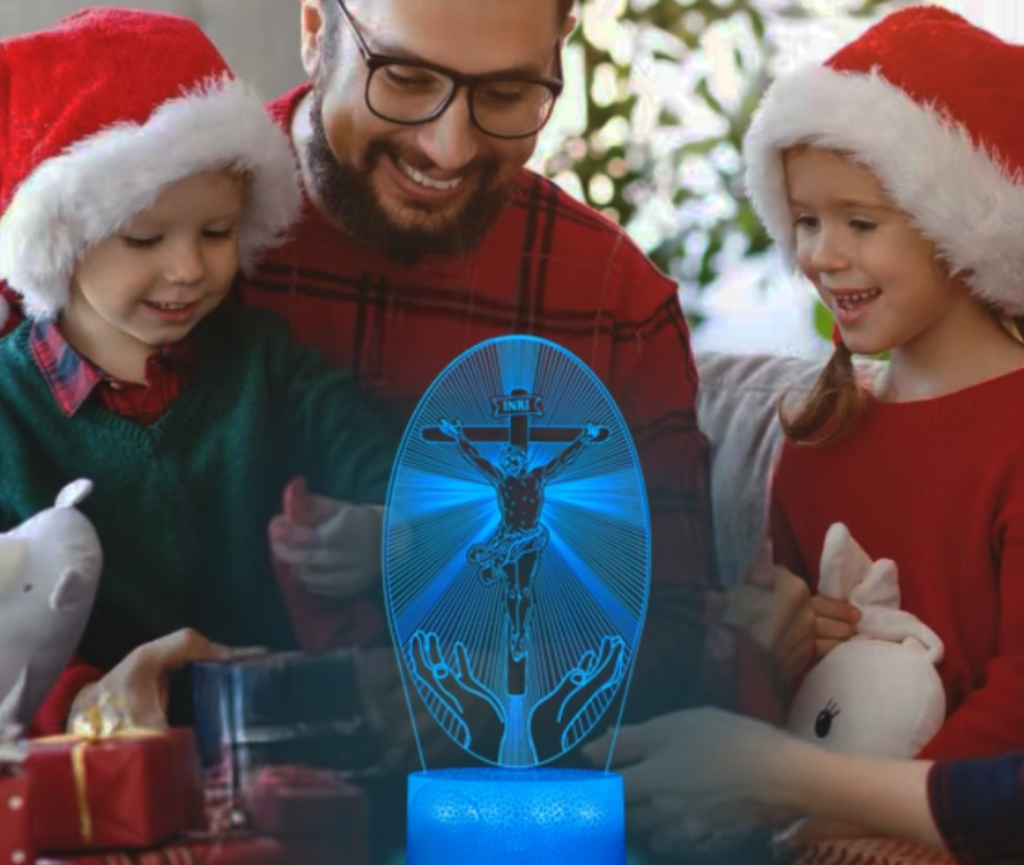 Home 3d cross night light with 16 colors & remote