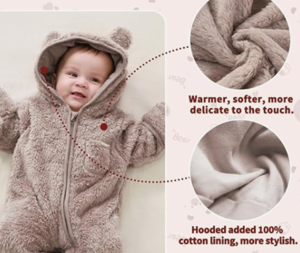 baby bear fleece romper