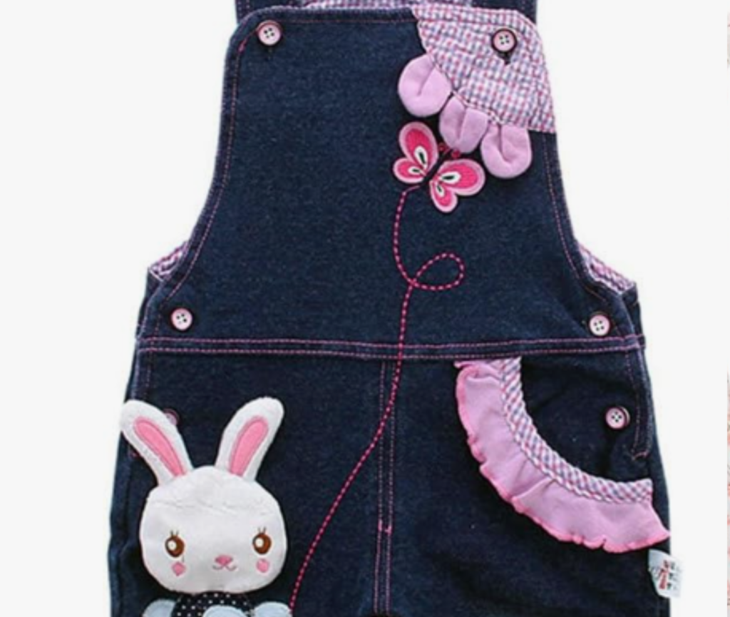 cute bunny denim overalls